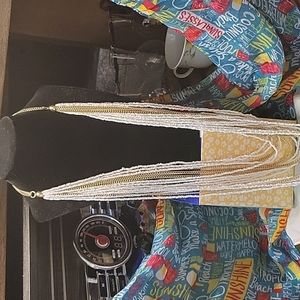 LONG Elegant Chain and Beaded Necklace